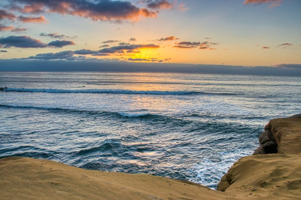 Sunset over the ocean in San Diego