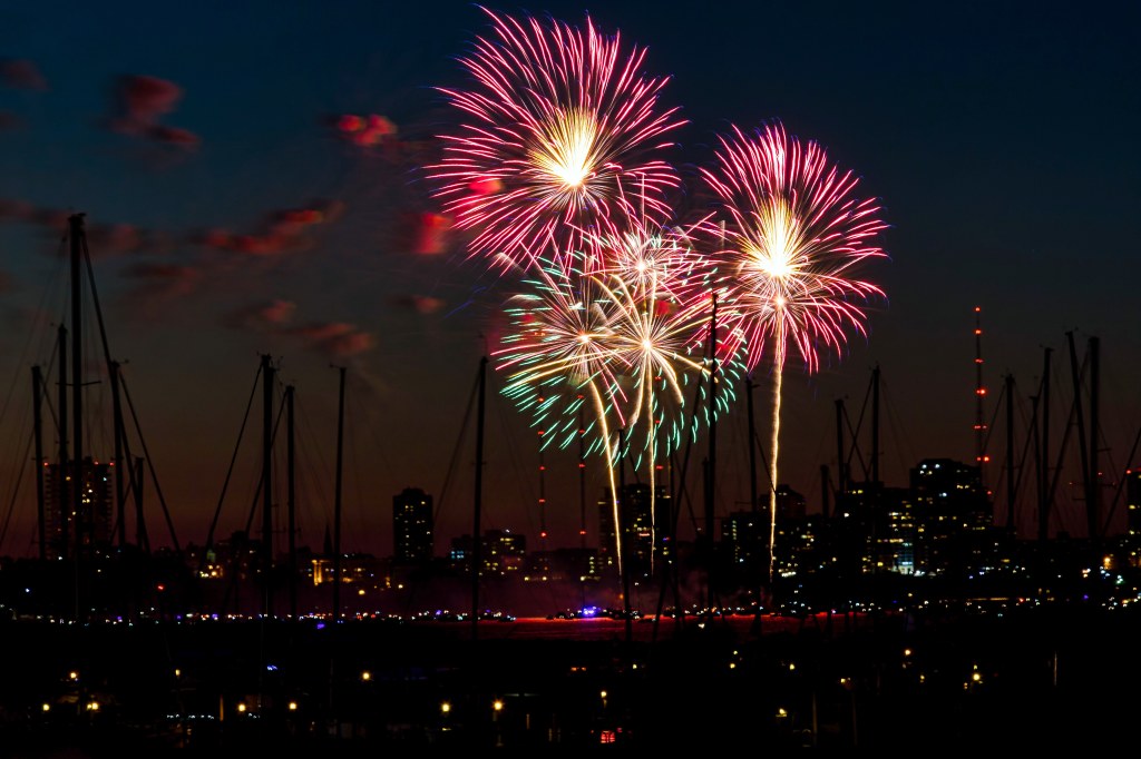 Fireworks over the city of Milwaukee